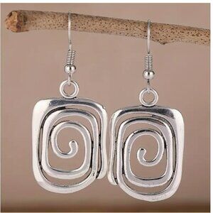 Swirl Drop Earrings in Silver